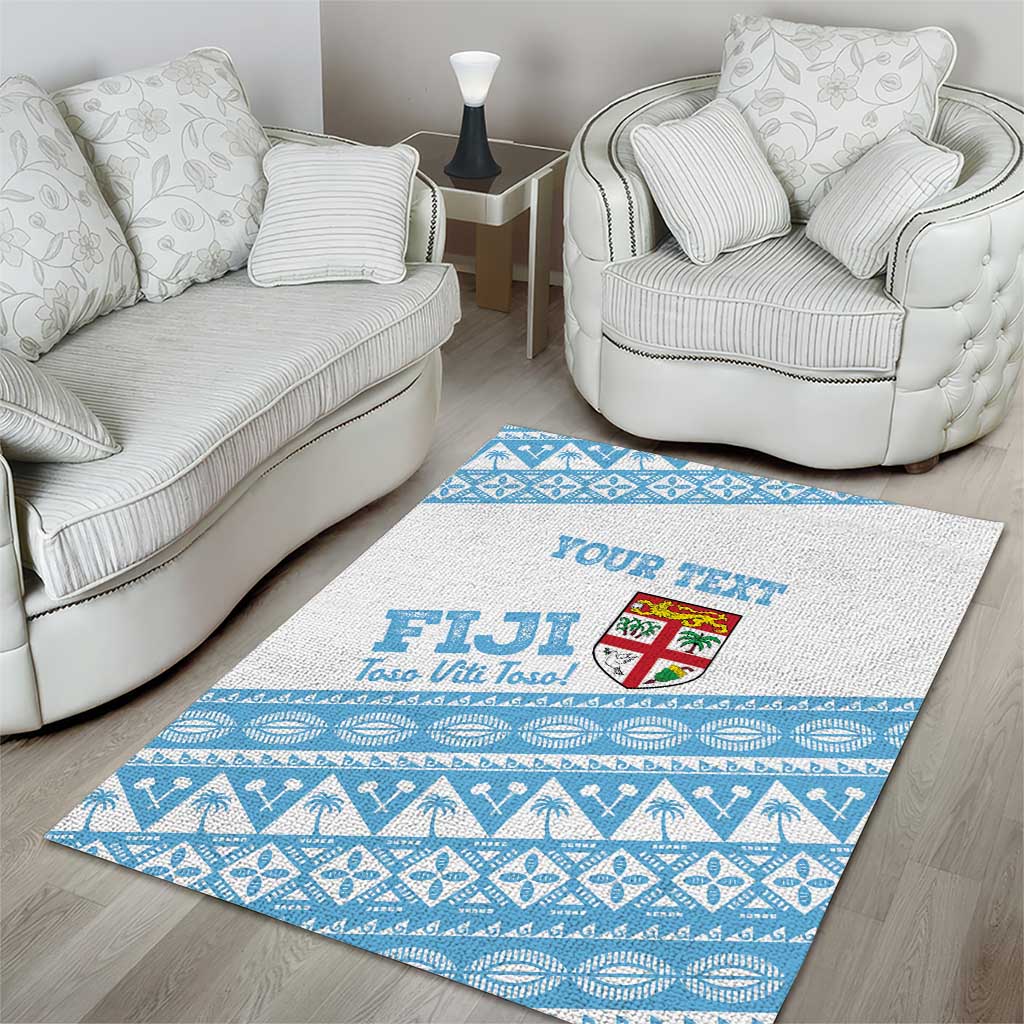 Fiji Rugby 2025 Custom Area Rug Fijian Tapa Toso Viti Toso - White