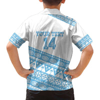 Fiji Rugby 2025 Custom Family Matching Off The Shoulder Long Sleeve Dress and Hawaiian Shirt Fijian Tapa Toso Viti Toso - White