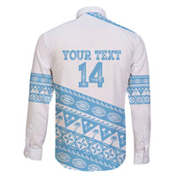 Fiji Rugby 2025 Custom Family Matching Tank Maxi Dress and Hawaiian Shirt Fijian Tapa Toso Viti Toso - White