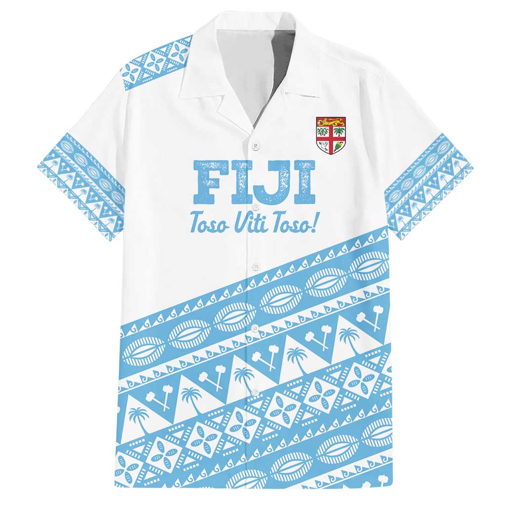 Fiji Rugby 2025 Custom Hawaiian Shirt Fijian Tapa Toso Viti Toso - White