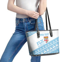 Fiji Rugby 2025 Custom Leather Tote Bag Fijian Tapa Toso Viti Toso - White