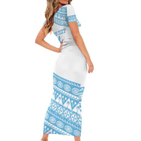 Fiji Rugby 2025 Custom Short Sleeve Bodycon Dress Fijian Tapa Toso Viti Toso - White