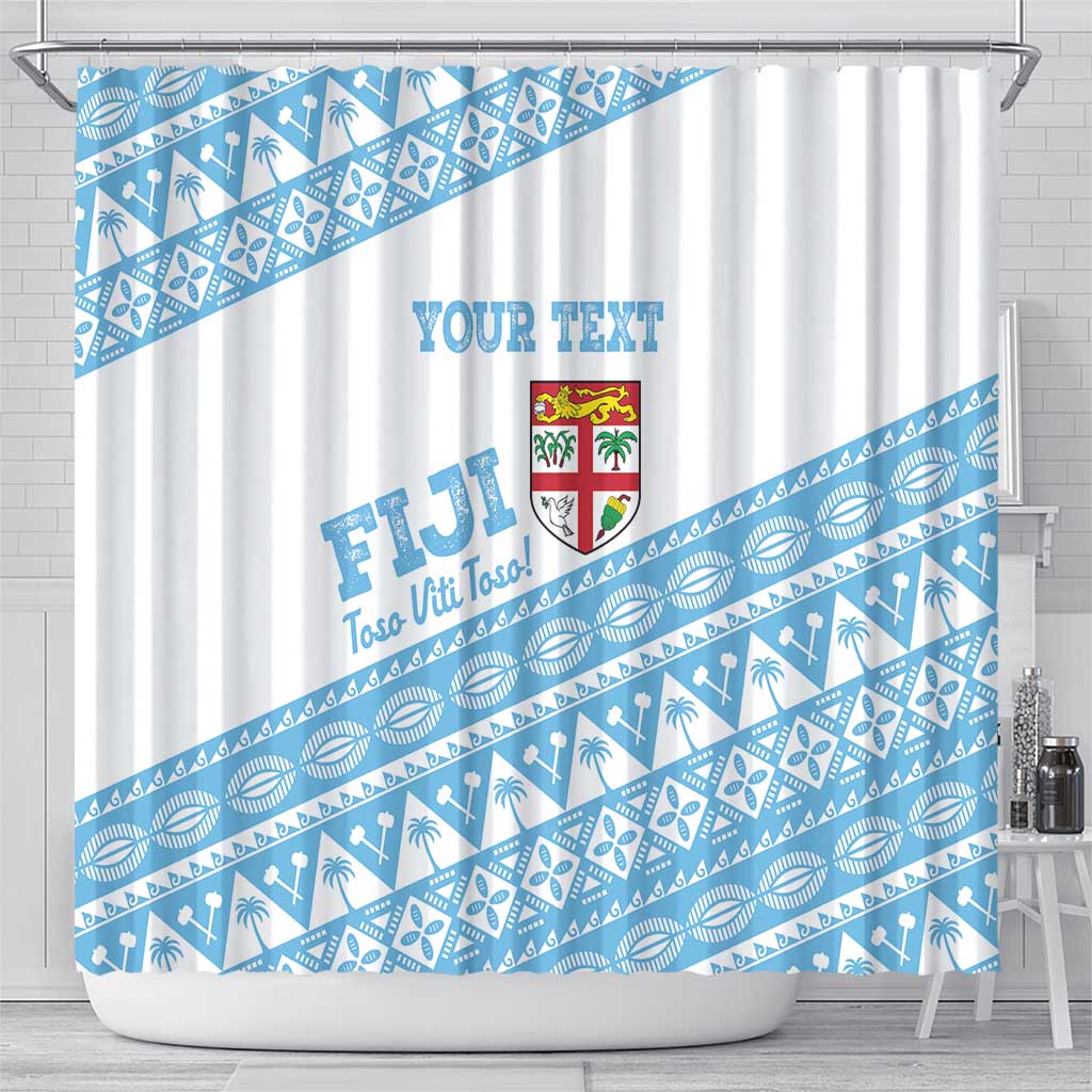 Fiji Rugby 2025 Custom Shower Curtain Fijian Tapa Toso Viti Toso - White
