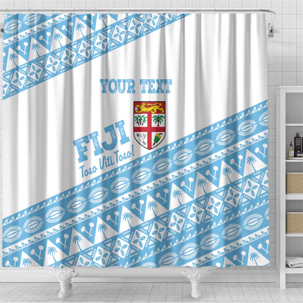 Fiji Rugby 2025 Custom Shower Curtain Fijian Tapa Toso Viti Toso - White