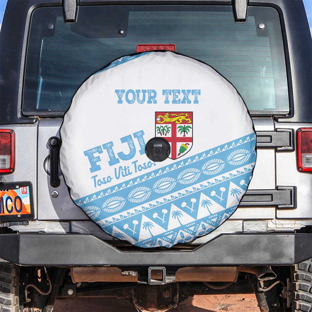Fiji Rugby 2025 Custom Spare Tire Cover Fijian Tapa Toso Viti Toso - White