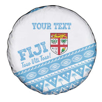 Fiji Rugby 2025 Custom Spare Tire Cover Fijian Tapa Toso Viti Toso - White