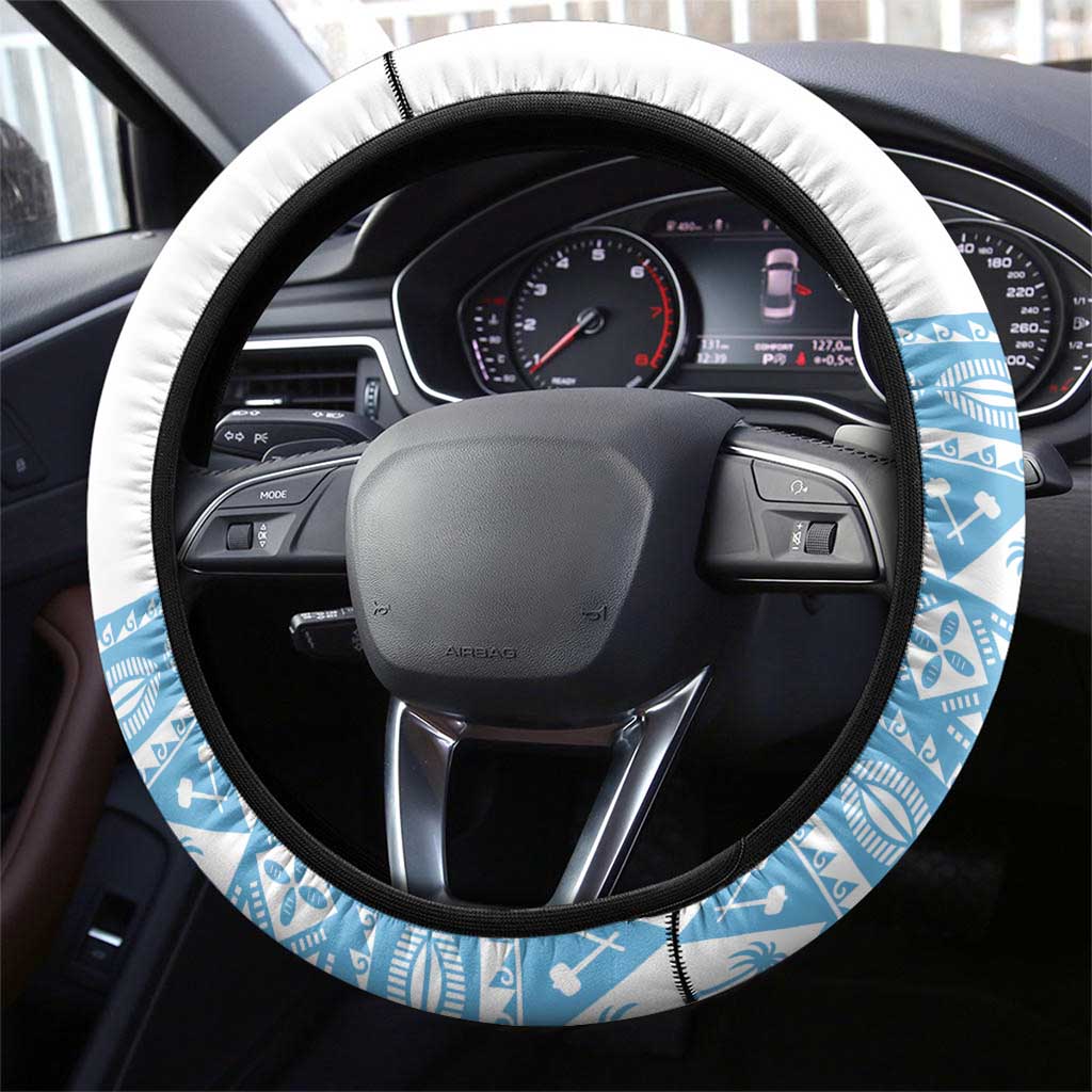 Fiji Rugby 2025 Steering Wheel Cover Fijian Tapa Toso Viti Toso - White