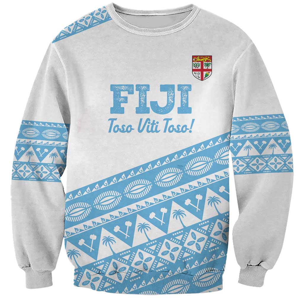 Fiji Rugby 2025 Custom Sweatshirt Fijian Tapa Toso Viti Toso - White