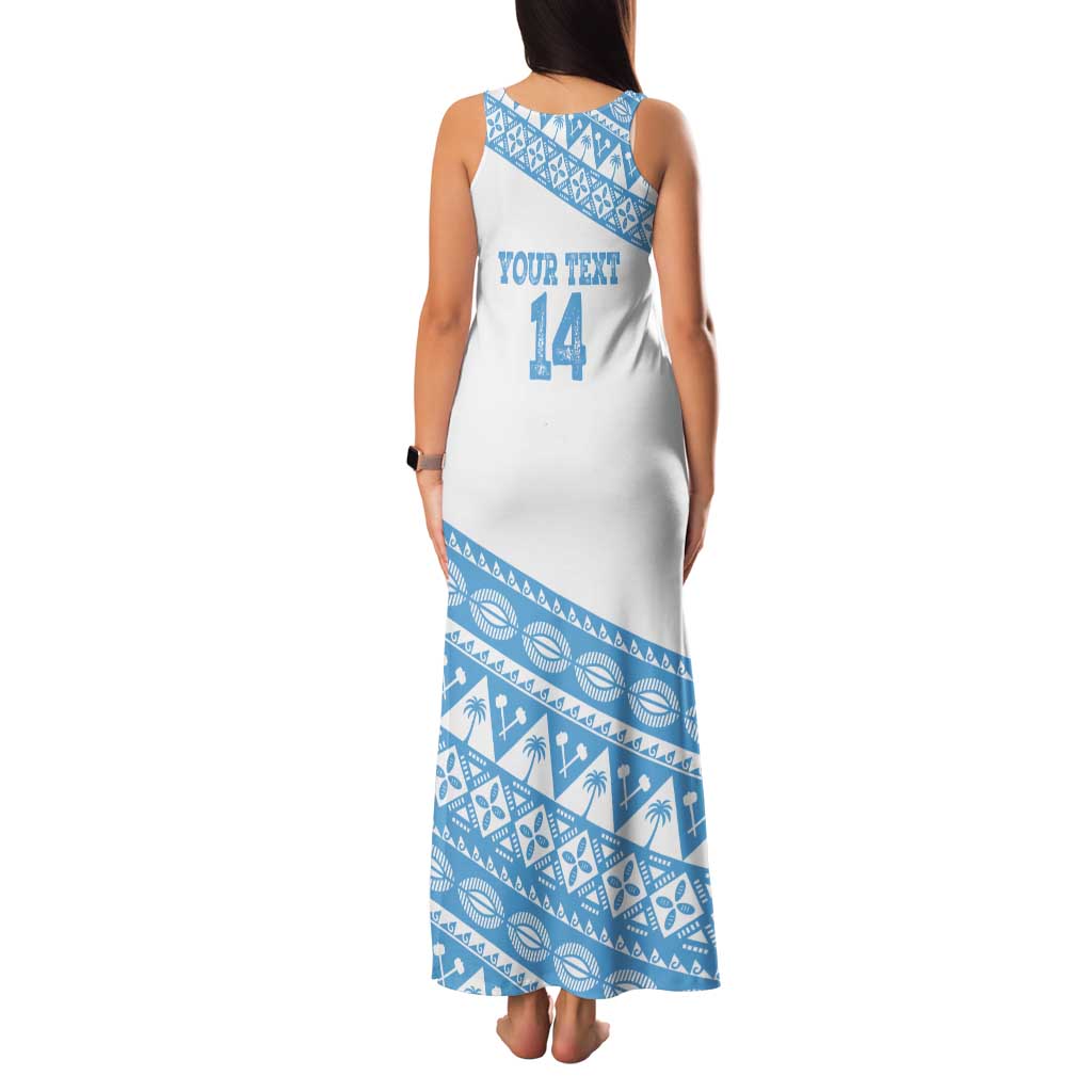 Fiji Rugby 2025 Custom Tank Maxi Dress Fijian Tapa Toso Viti Toso - White
