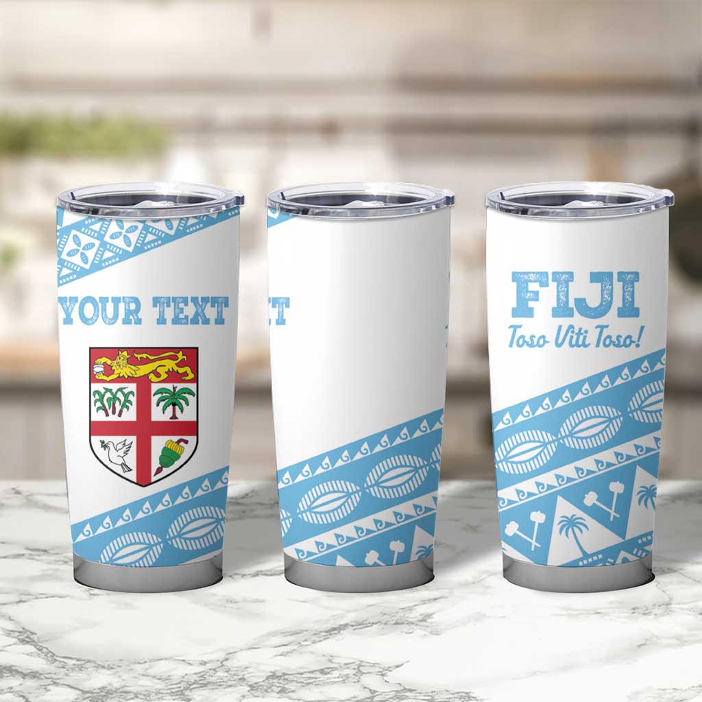 Fiji Rugby 2025 Custom Tumbler Cup Fijian Tapa Toso Viti Toso - White
