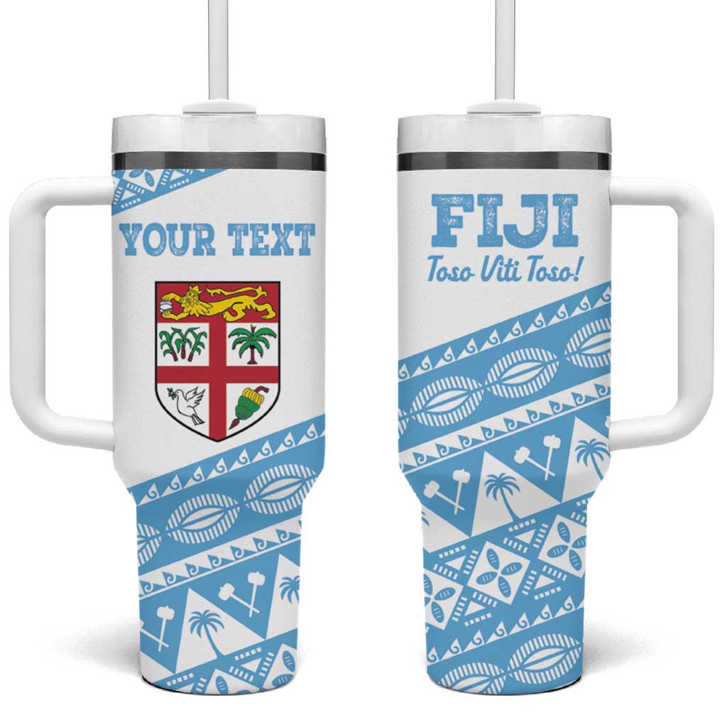 Fiji Rugby 2025 Custom Tumbler With Handle Fijian Tapa Toso Viti Toso - White