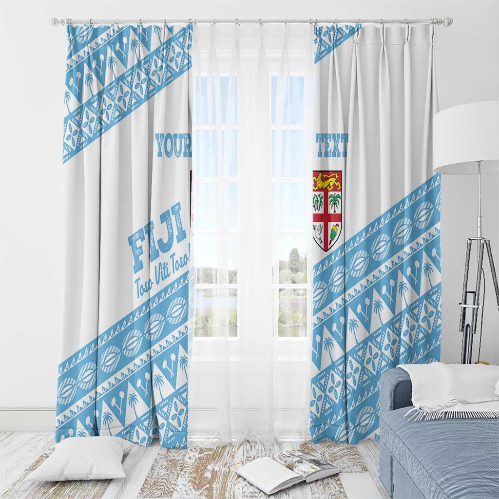 Fiji Rugby 2025 Custom Window Curtain Fijian Tapa Toso Viti Toso - White
