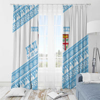 Fiji Rugby 2025 Custom Window Curtain Fijian Tapa Toso Viti Toso - White