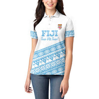 Fiji Rugby 2025 Custom Women Polo Shirt Fijian Tapa Toso Viti Toso - White