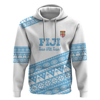 Fiji Rugby 2025 Custom Zip Hoodie Fijian Tapa Toso Viti Toso - White