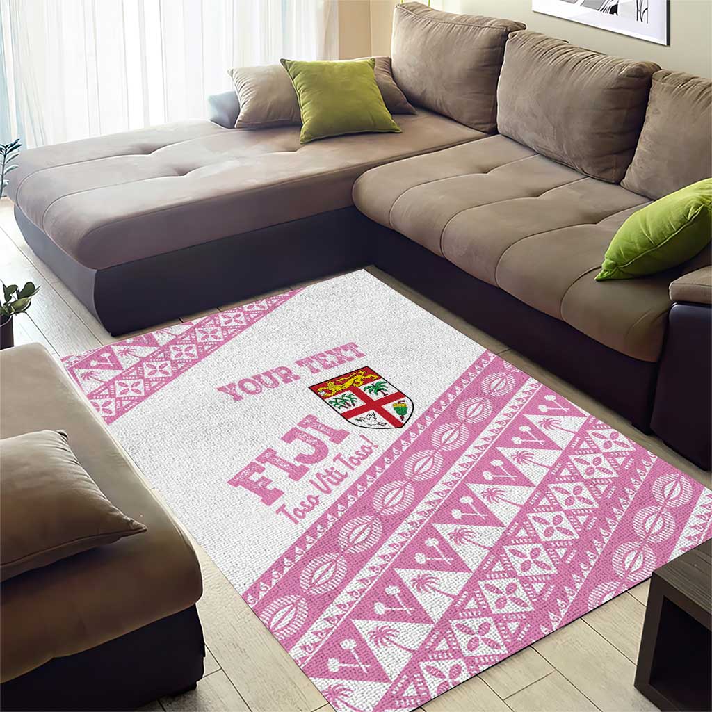 Fiji Rugby 2025 Custom Area Rug Fijian Tapa Toso Viti Toso - Pink