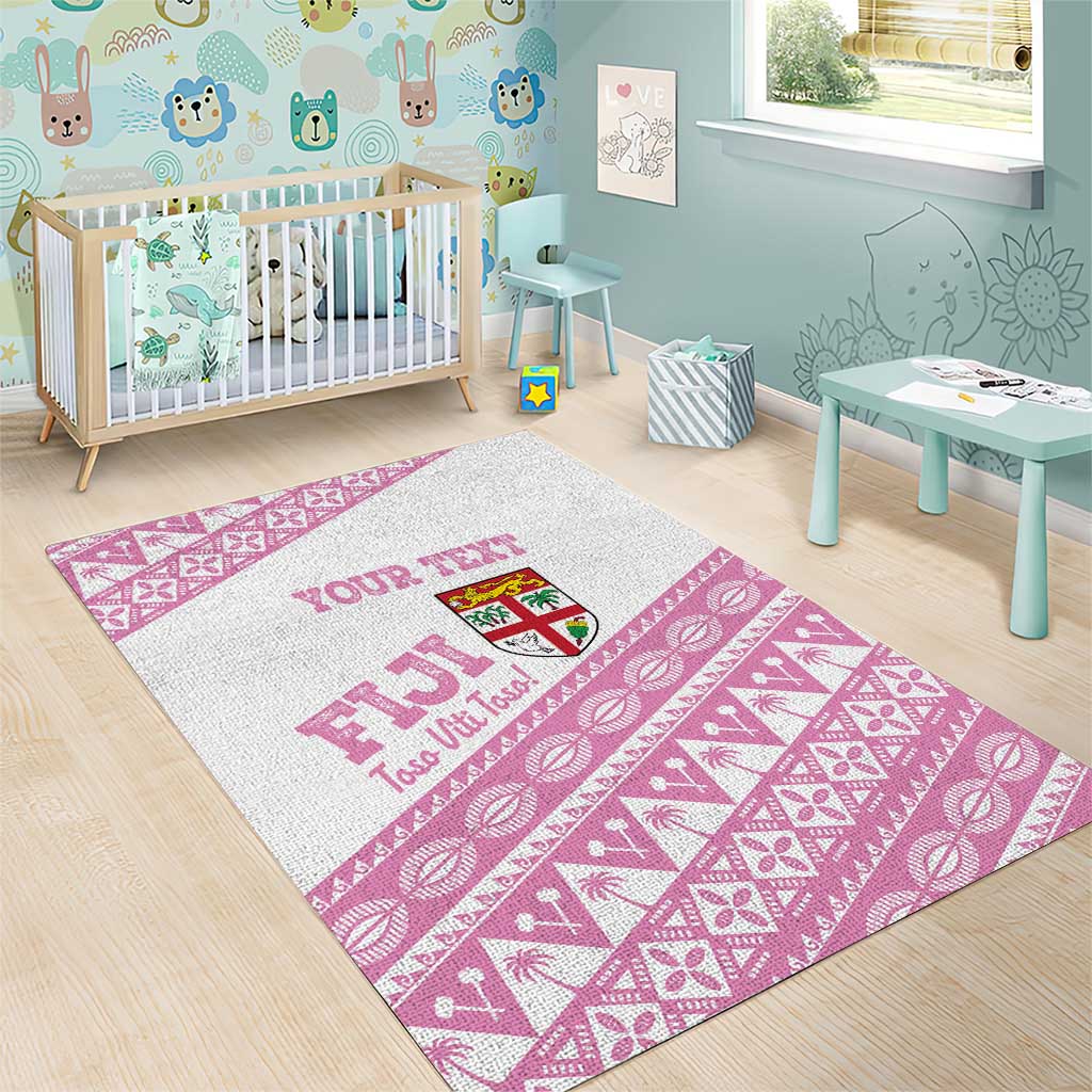Fiji Rugby 2025 Custom Area Rug Fijian Tapa Toso Viti Toso - Pink
