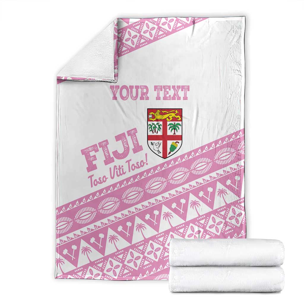 Fiji Rugby 2025 Custom Blanket Fijian Tapa Toso Viti Toso - Pink