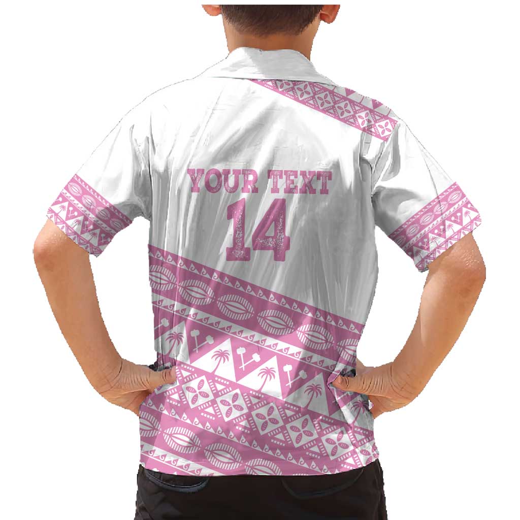 Fiji Rugby 2025 Custom Family Matching Mermaid Dress and Hawaiian Shirt Fijian Tapa Toso Viti Toso - Pink