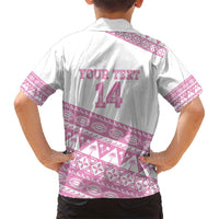 Fiji Rugby 2025 Custom Family Matching Short Sleeve Bodycon Dress and Hawaiian Shirt Fijian Tapa Toso Viti Toso - Pink
