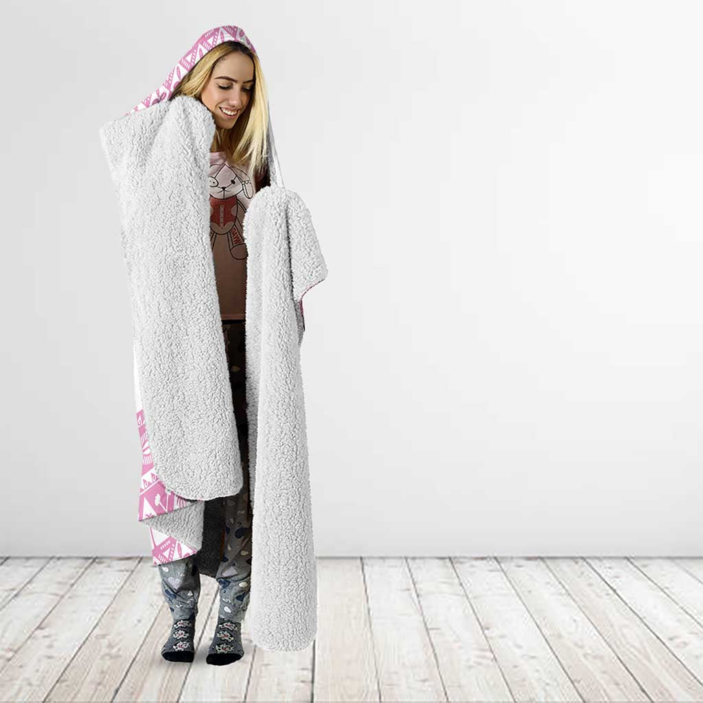 Fiji Rugby 2025 Custom Hooded Blanket Fijian Tapa Toso Viti Toso - Pink