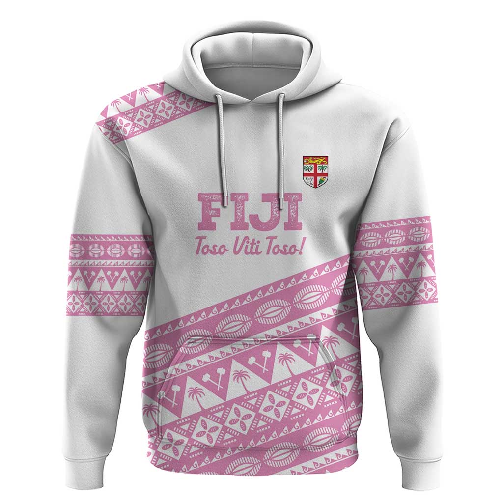 Fiji Rugby 2025 Custom Hoodie Fijian Tapa Toso Viti Toso - Pink