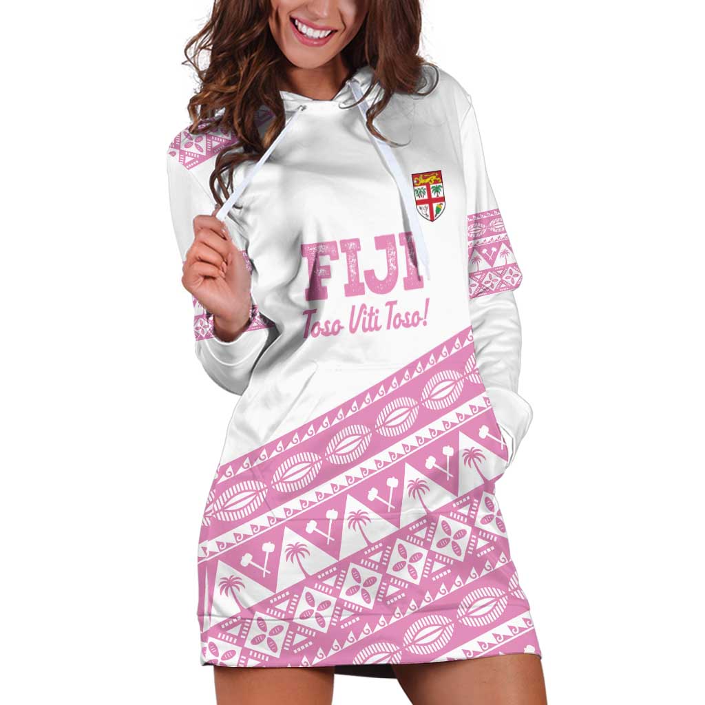 Fiji Rugby 2025 Custom Hoodie Dress Fijian Tapa Toso Viti Toso - Pink