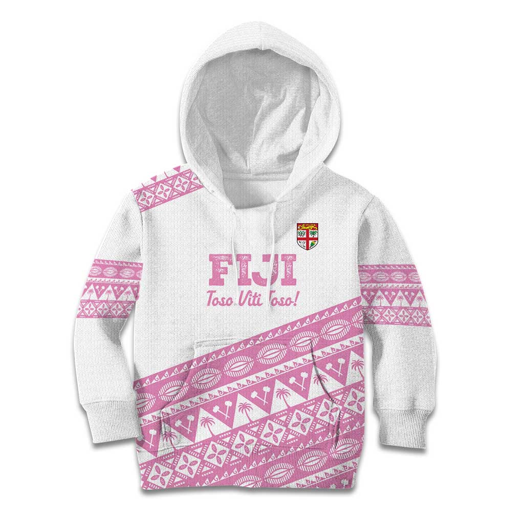 Fiji Rugby 2025 Custom Kid Hoodie Fijian Tapa Toso Viti Toso - Pink