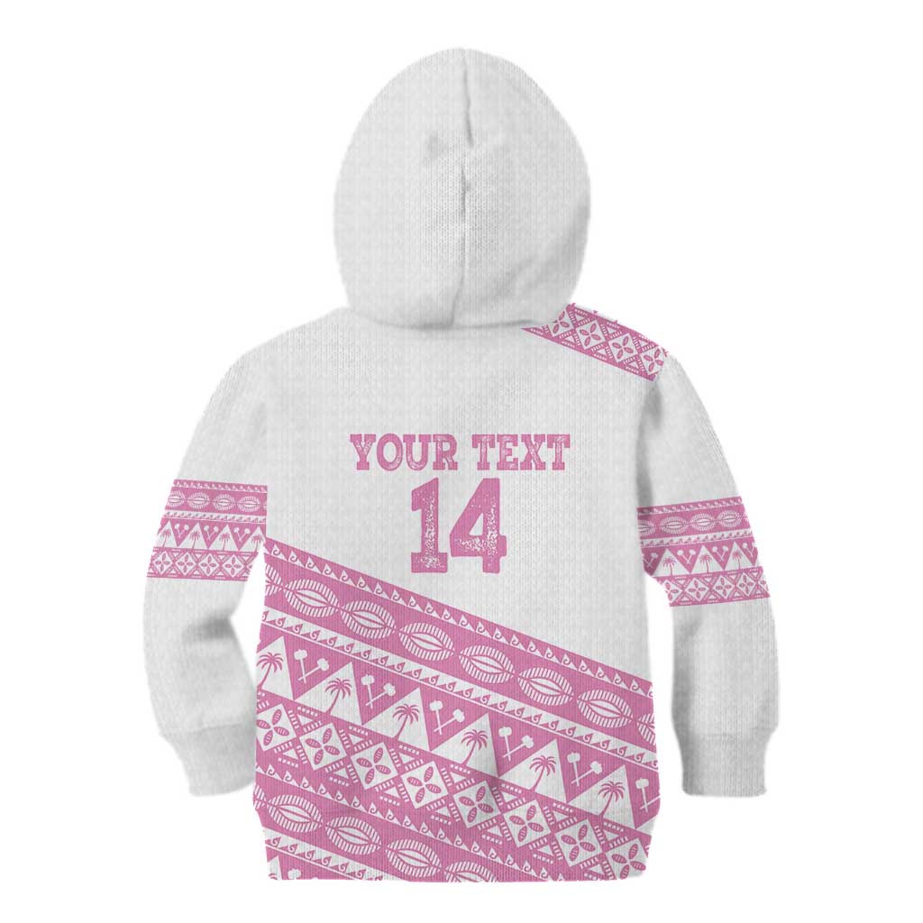 Fiji Rugby 2025 Custom Kid Hoodie Fijian Tapa Toso Viti Toso - Pink
