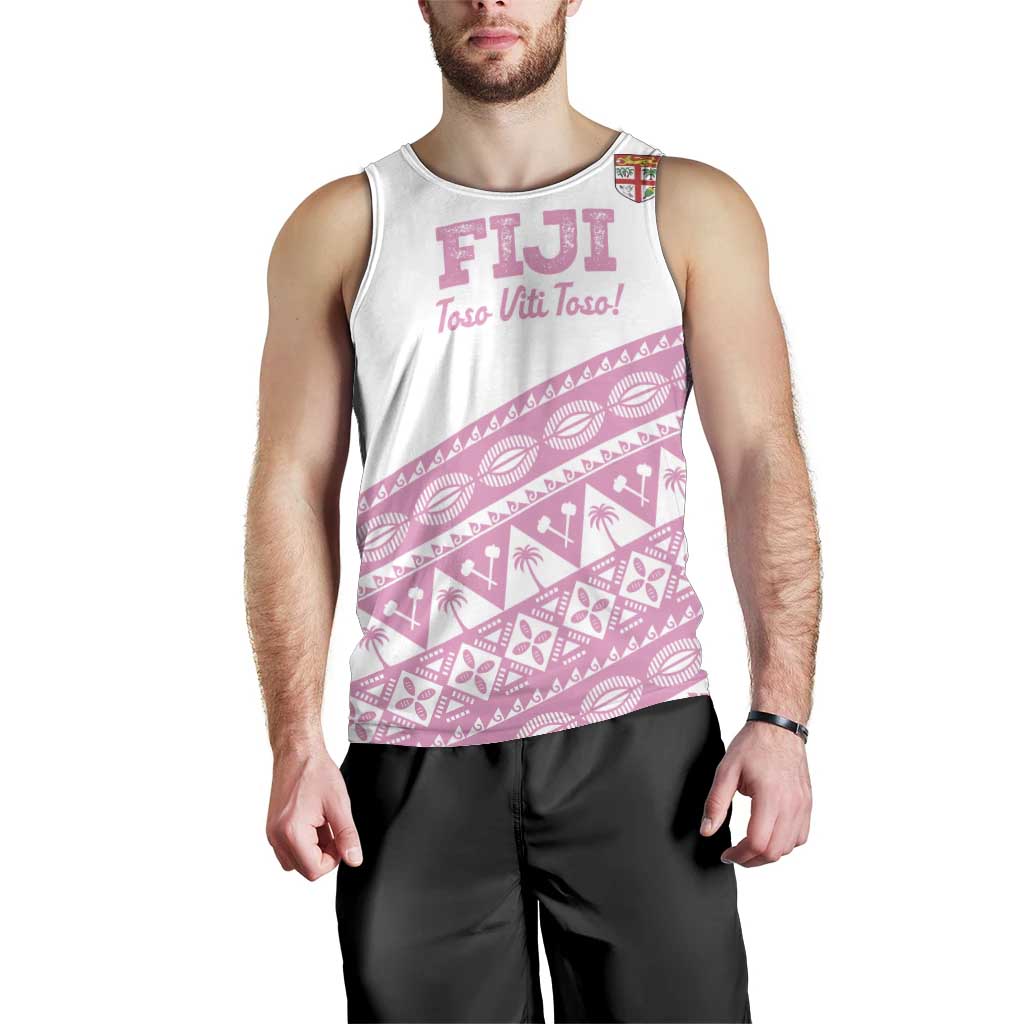 Fiji Rugby 2025 Custom Men Tank Top Fijian Tapa Toso Viti Toso - Pink