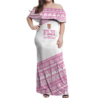 Fiji Rugby 2025 Custom Off Shoulder Maxi Dress Fijian Tapa Toso Viti Toso - Pink
