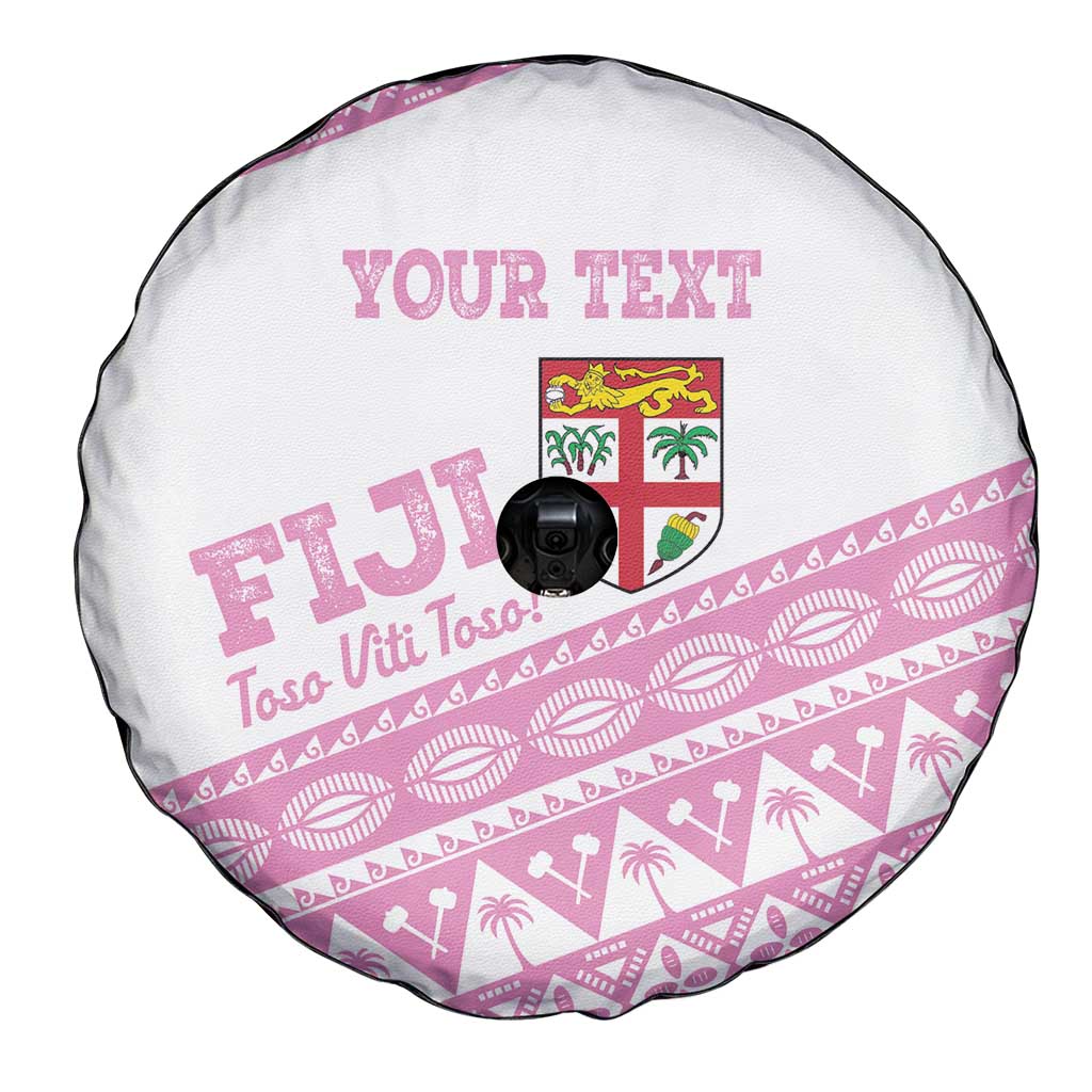 Fiji Rugby 2025 Custom Spare Tire Cover Fijian Tapa Toso Viti Toso - Pink