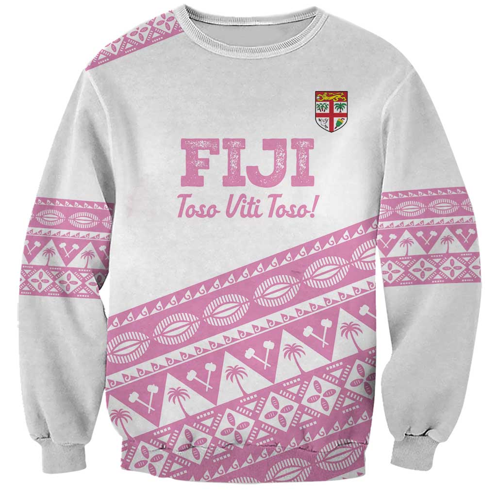 Fiji Rugby 2025 Custom Sweatshirt Fijian Tapa Toso Viti Toso - Pink