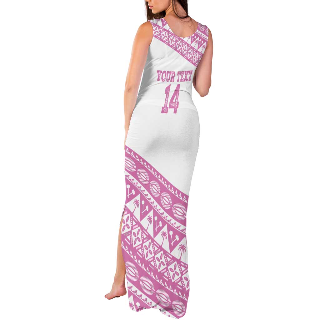 Fiji Rugby 2025 Custom Tank Maxi Dress Fijian Tapa Toso Viti Toso - Pink