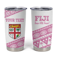 Fiji Rugby 2025 Custom Tumbler Cup Fijian Tapa Toso Viti Toso - Pink