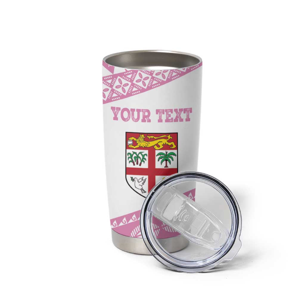 Fiji Rugby 2025 Custom Tumbler Cup Fijian Tapa Toso Viti Toso - Pink