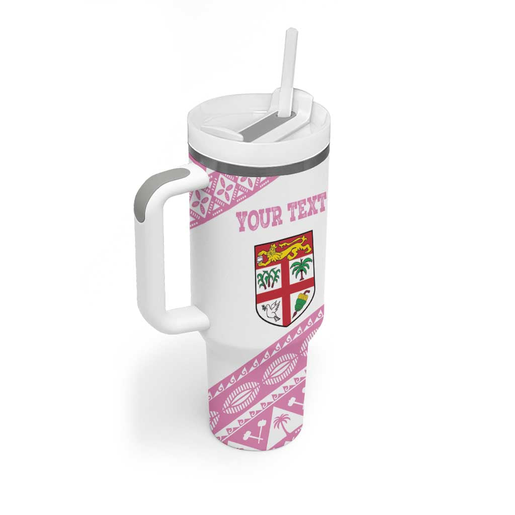 Fiji Rugby 2025 Custom Tumbler With Handle Fijian Tapa Toso Viti Toso - Pink