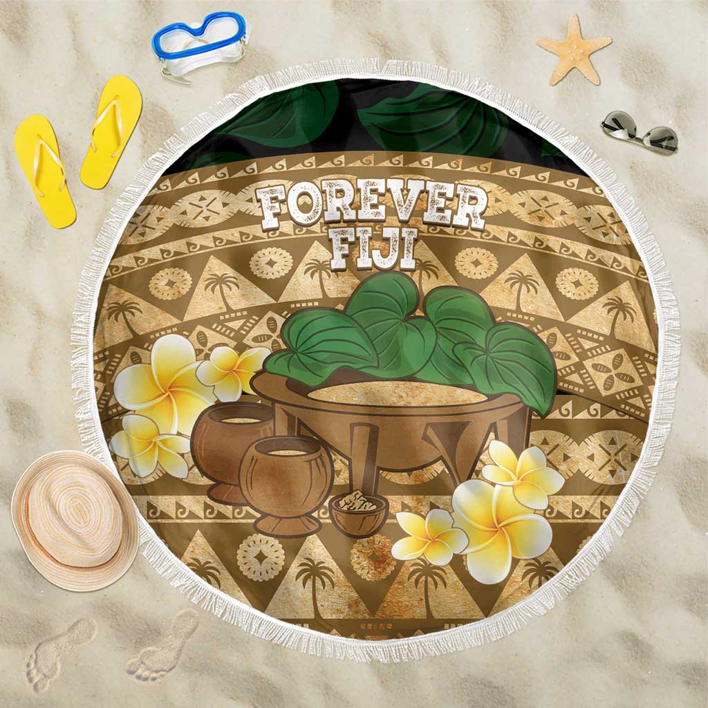 Bula Fiji Kava Bowl Beach Blanket Fijian Tapa Cloth Vintage Vibe