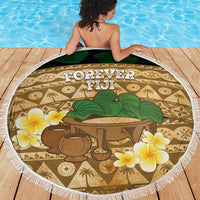 Bula Fiji Kava Bowl Beach Blanket Fijian Tapa Cloth Vintage Vibe