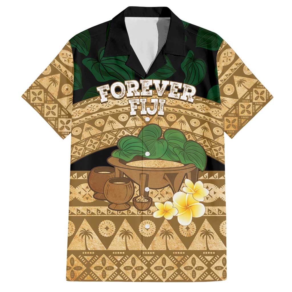 Bula Fiji Kava Bowl Family Matching Short Sleeve Bodycon Dress and Hawaiian Shirt Fijian Tapa Cloth Vintage Vibe