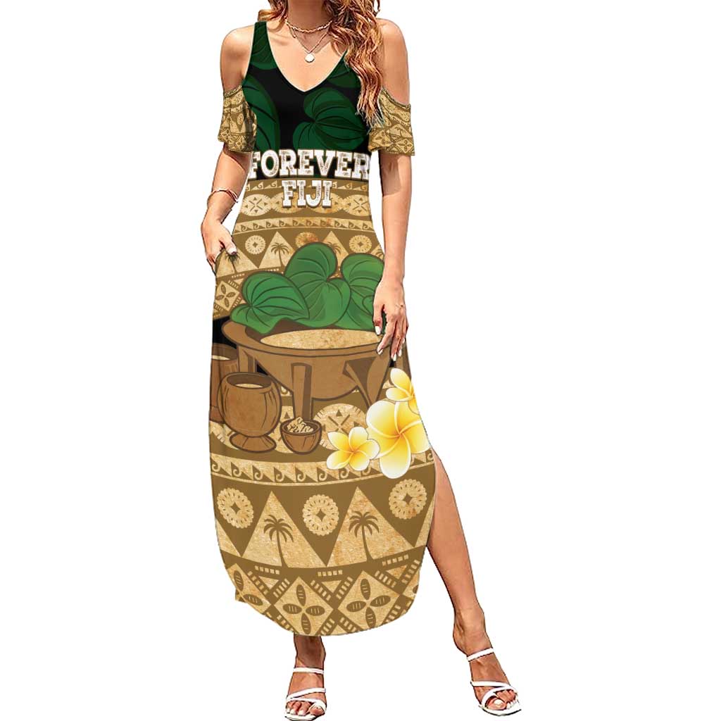 Bula Fiji Kava Bowl Family Matching Summer Maxi Dress and Hawaiian Shirt Fijian Tapa Cloth Vintage Vibe