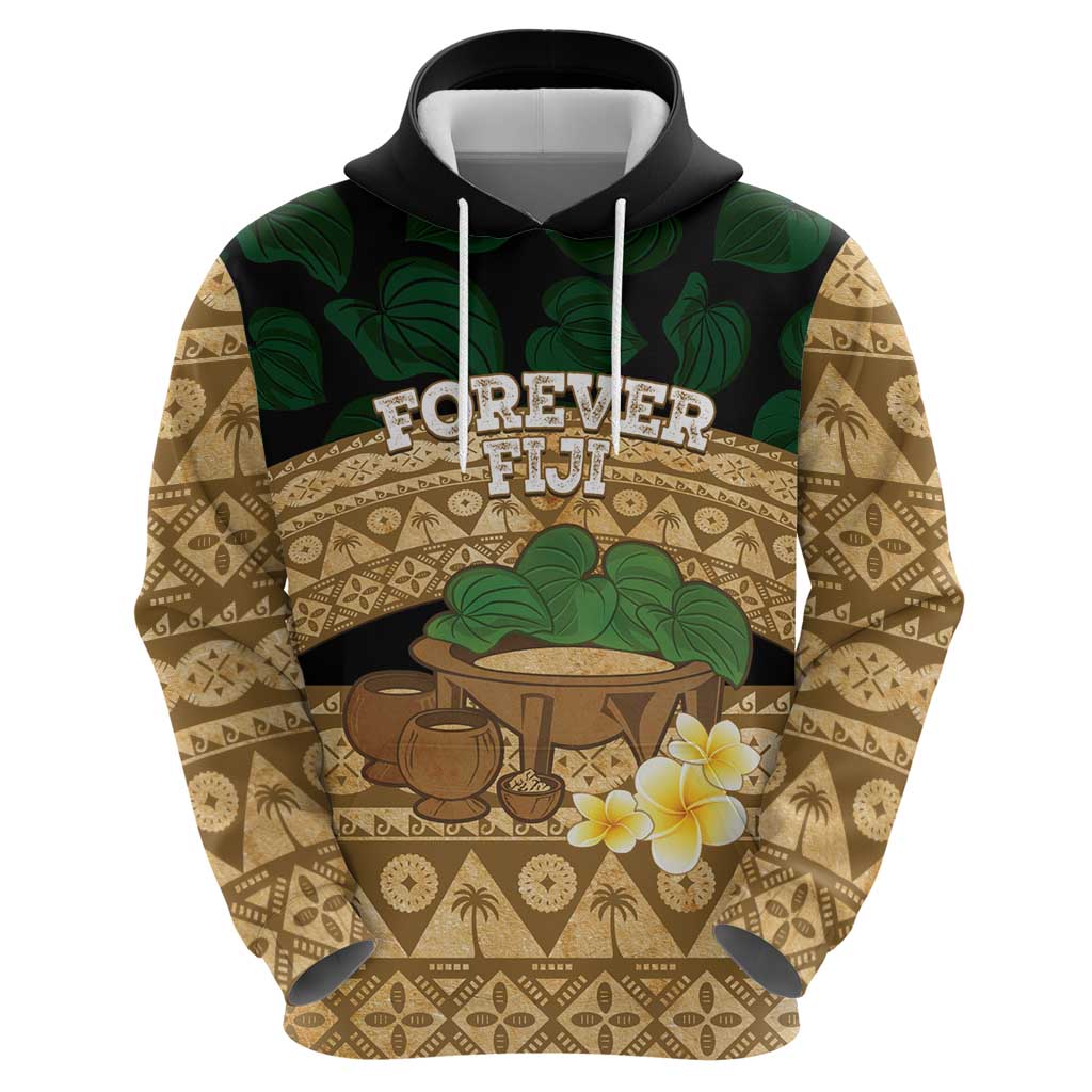 Bula Fiji Kava Bowl Hoodie Fijian Tapa Cloth Vintage Vibe