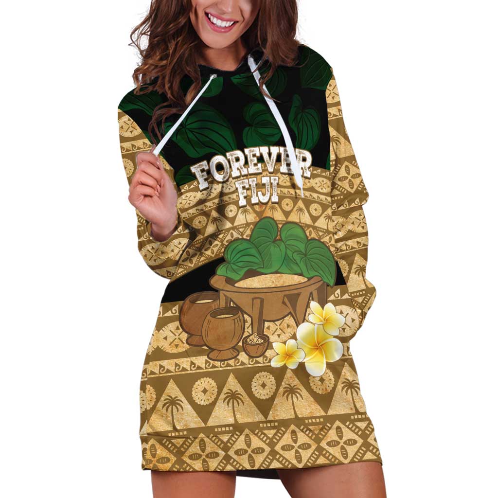 Bula Fiji Kava Bowl Hoodie Dress Fijian Tapa Cloth Vintage Vibe