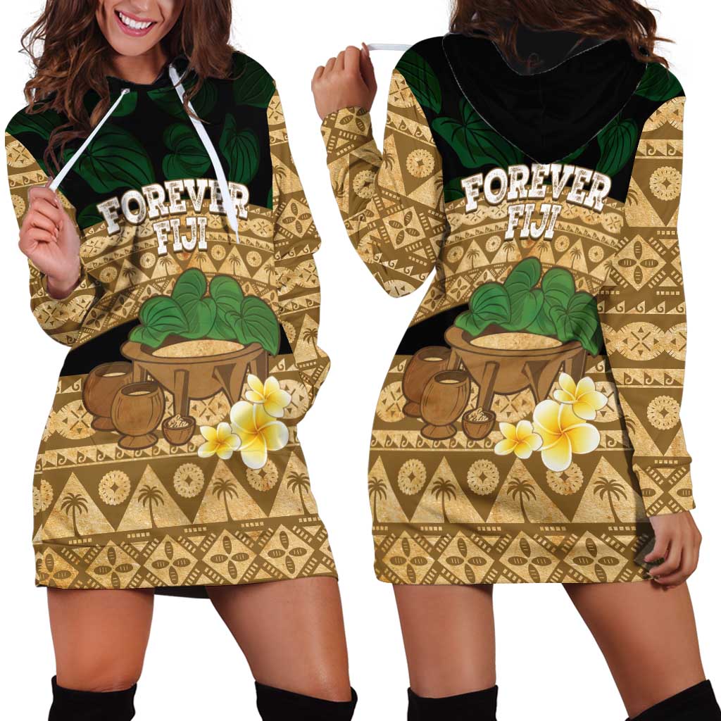 Bula Fiji Kava Bowl Hoodie Dress Fijian Tapa Cloth Vintage Vibe