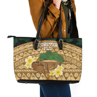 Bula Fiji Kava Bowl Leather Tote Bag Fijian Tapa Cloth Vintage Vibe