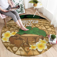 Bula Fiji Kava Bowl Round Carpet Fijian Tapa Cloth Vintage Vibe