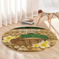 Bula Fiji Kava Bowl Round Carpet Fijian Tapa Cloth Vintage Vibe