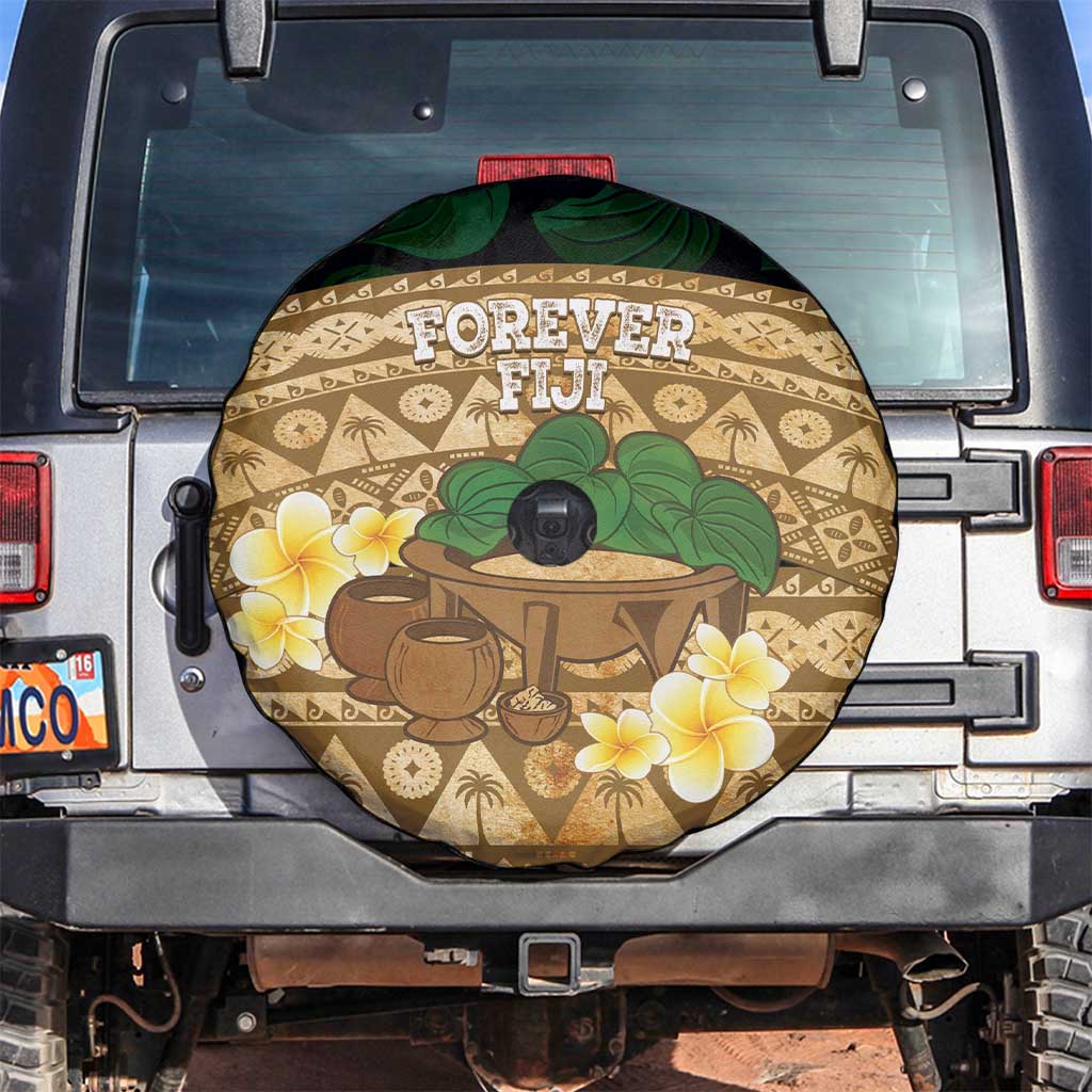 Bula Fiji Kava Bowl Spare Tire Cover Fijian Tapa Cloth Vintage Vibe