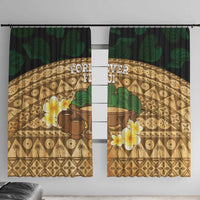 Bula Fiji Kava Bowl Window Curtain Fijian Tapa Cloth Vintage Vibe
