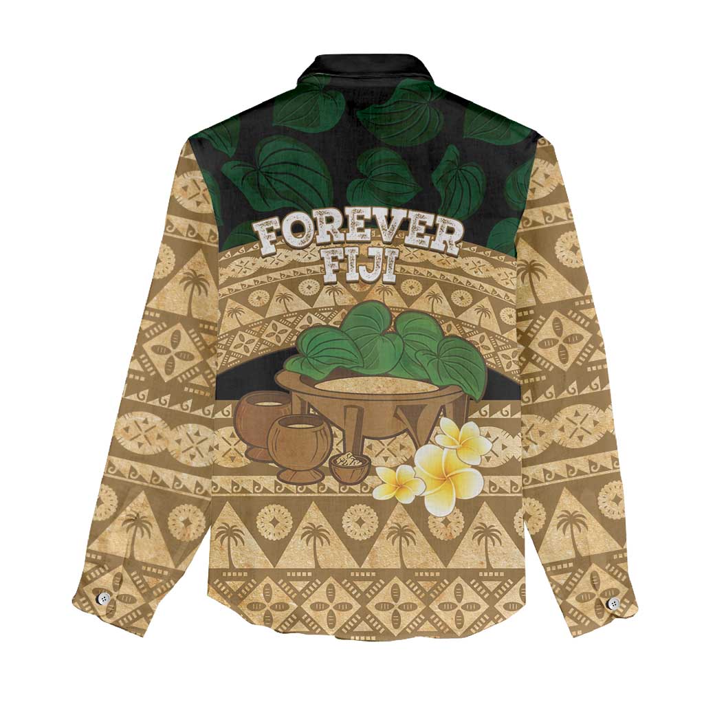 Bula Fiji Kava Bowl Women Casual Shirt Fijian Tapa Cloth Vintage Vibe